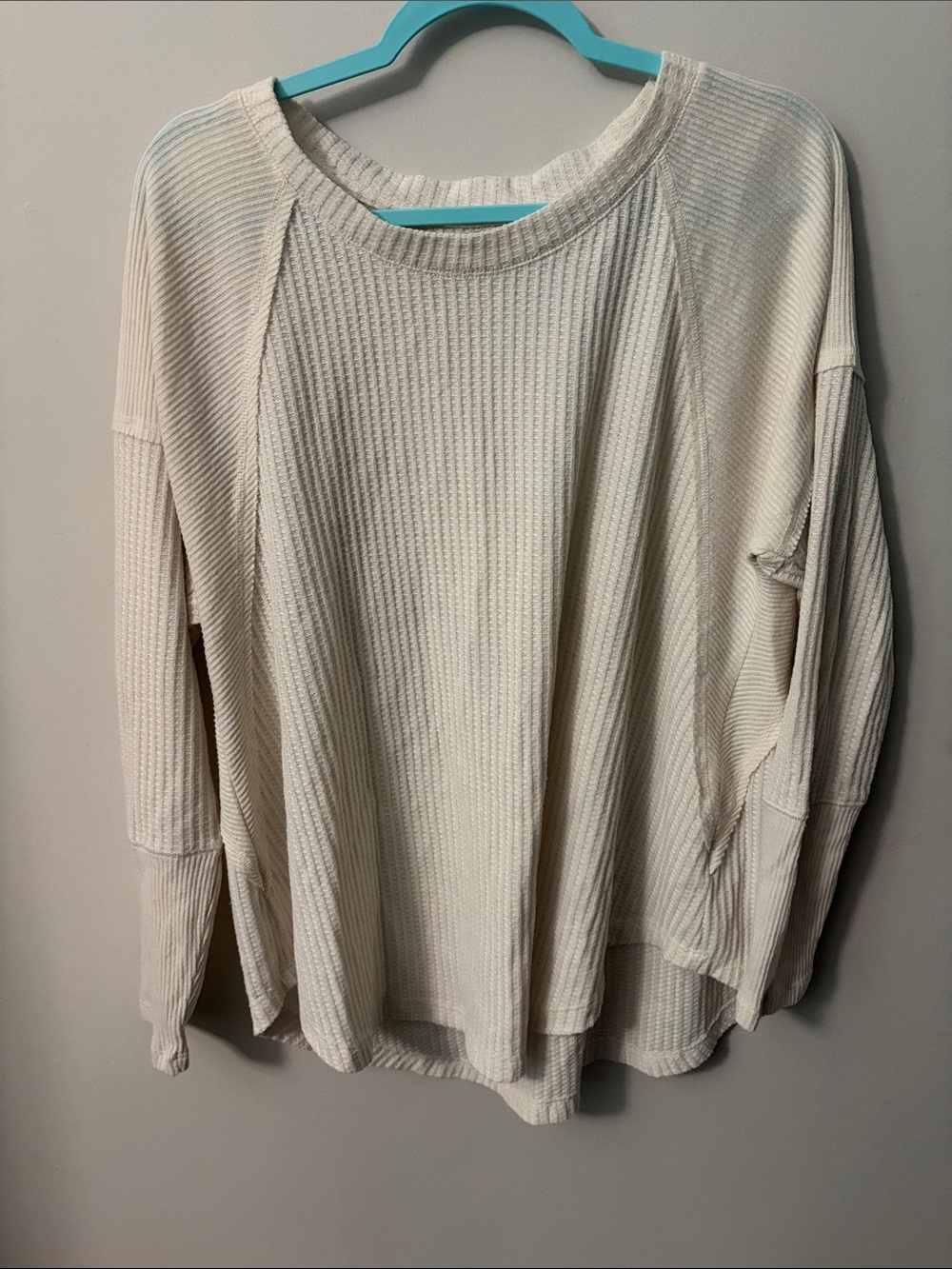 Maurices Cream Waffle Knit Scoop Neck Sweater